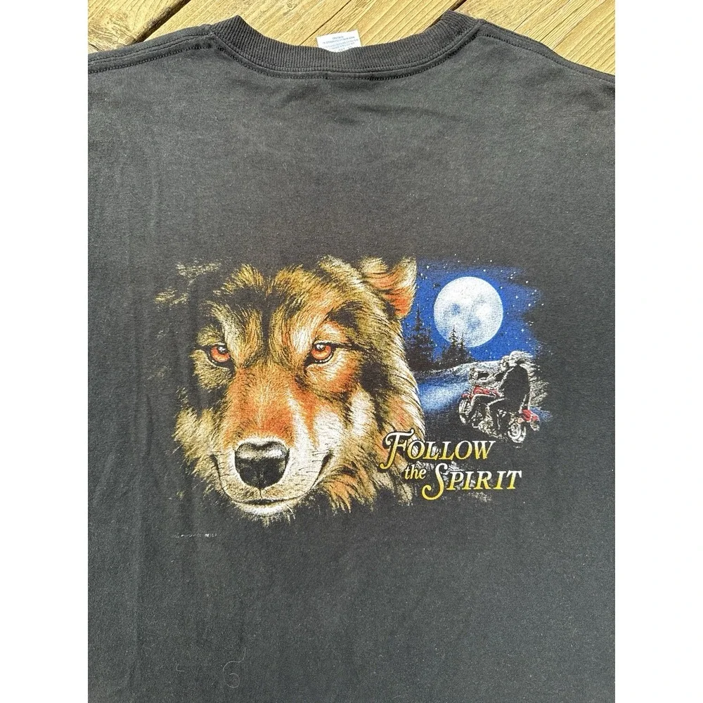 Vintage Y2K Wolf Eagle Biker T Shirt American Legends Motorcycle 2XL